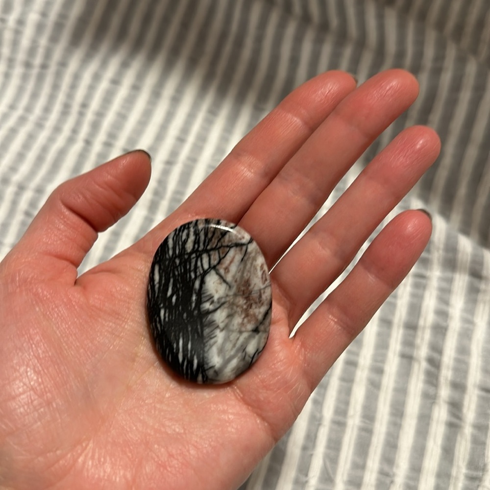 Unique Black and White Worry Stone, Thumb Stone - Picture 4 of 5